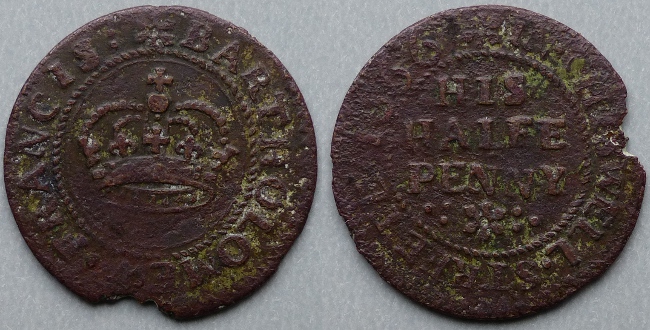 Chiswell Street (Finsbury), Bartholomew Francis 1666 halfpenny